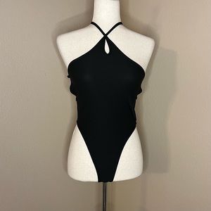 Halter Sexy Slim Fit All Match Bodysuit Black, Small──★